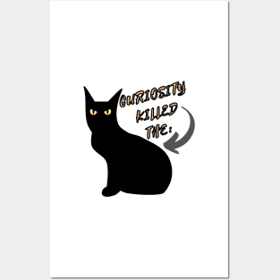 illustrated drawing of Montes Negro cat with phrase Posters and Art